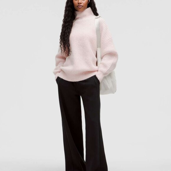 Lululemon Alpaca Wool-Blend Funnel-Neck Sweater Pink Mist Women's Size L - Picture 2 of 11